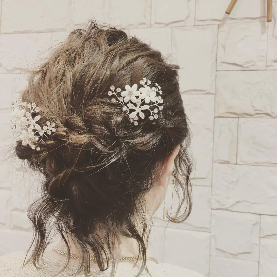 ミディアム カラー パーマ ヘアアレンジ 着物ヘア 浴衣 🥛洒落髪小顔cut なら龍崎🥛のヘアスタイル