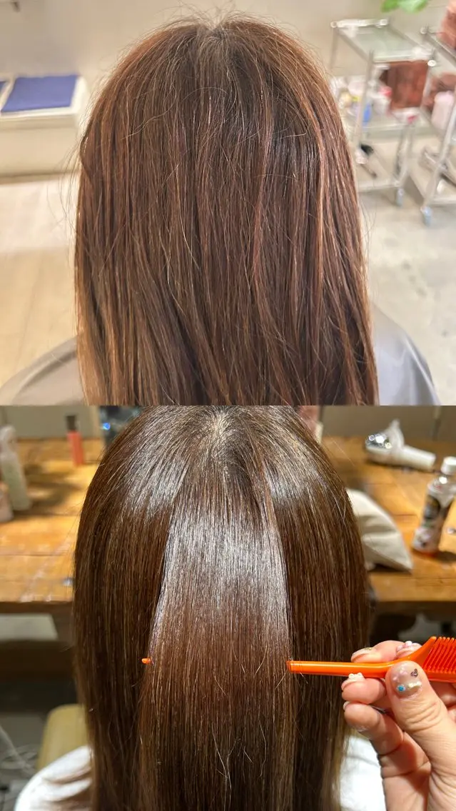 ミディアム 縮毛矯正 似合わせカラー/横浜 高橋美羽のヘアスタイル