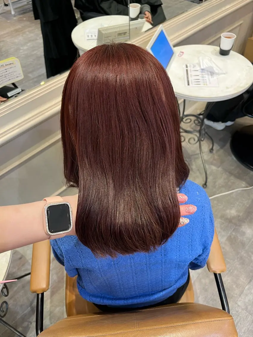 カラー レッドカラー エクステ🎀 暖色カラー🎀amiのヘアスタイル