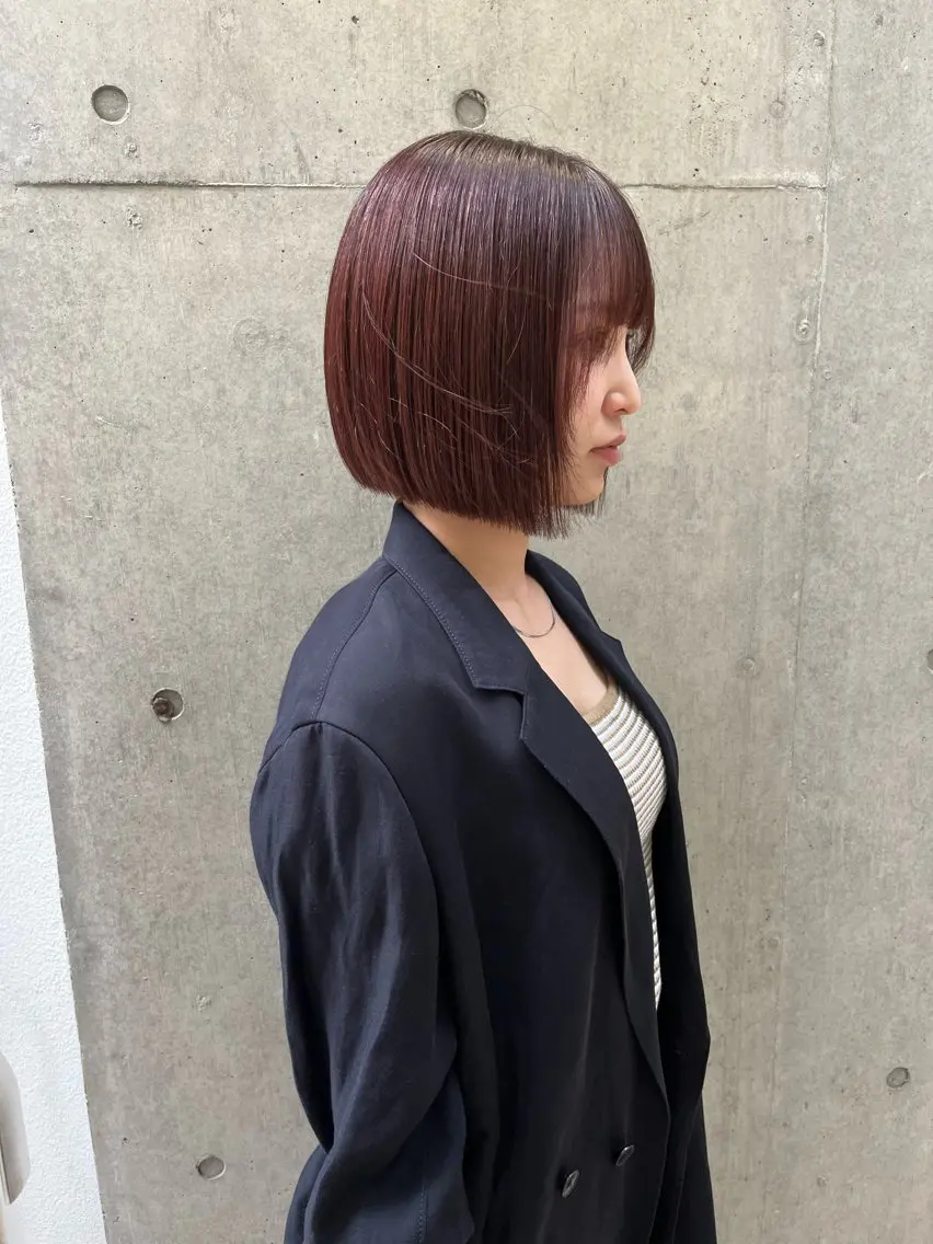 ミディアム カラー カット ヘアカラー トリートメント 縮毛矯正ボブ&顔まわ レイヤー♡TOMOEのヘアスタイル