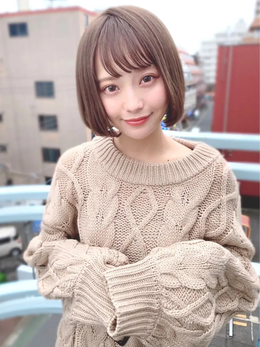ミディアム カラー パーマ カット ヘアカラー トリートメント 【公式】amble luxe池袋東口🩷のヘアスタイル