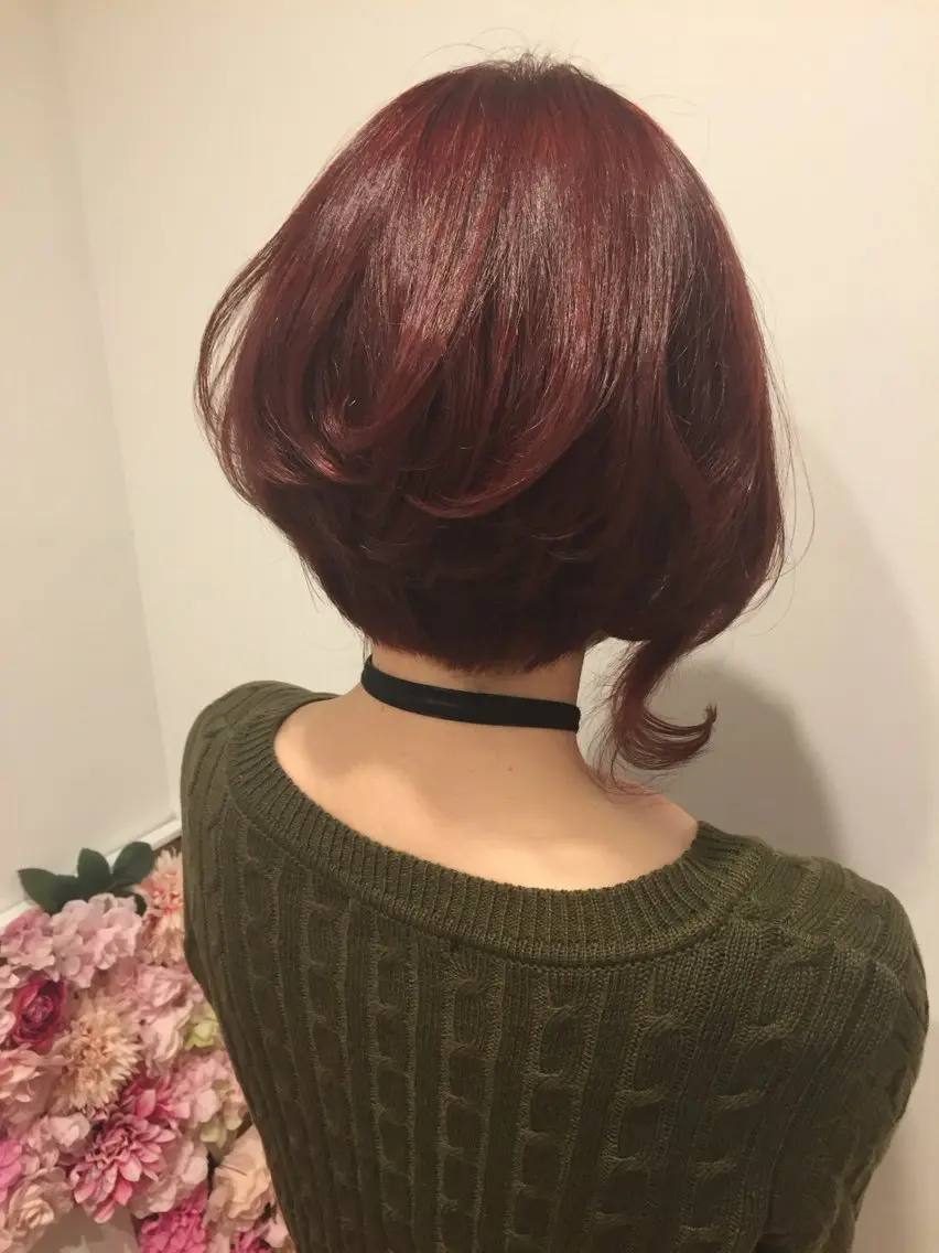 ショート カラー パーマ ヘアアレンジ ブリーチ ブリーチなしカラー レッドカラー ヘアカラー 髪質改善/韓国風 レイヤー/田村祐樹のヘアスタイル