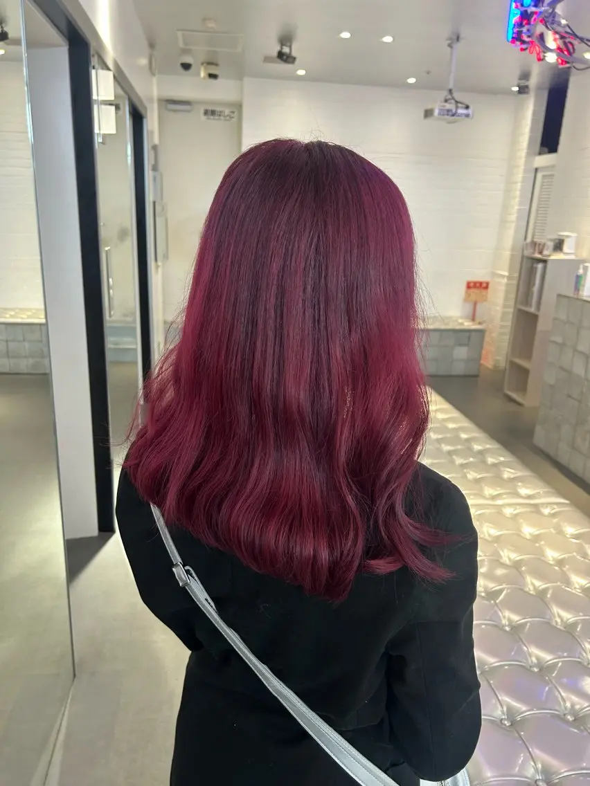 ミディアム カラー ヘアアレンジ レッドカラー 🎀ブリーチ×艶髪 🎀 ♡さや♡のヘアスタイル