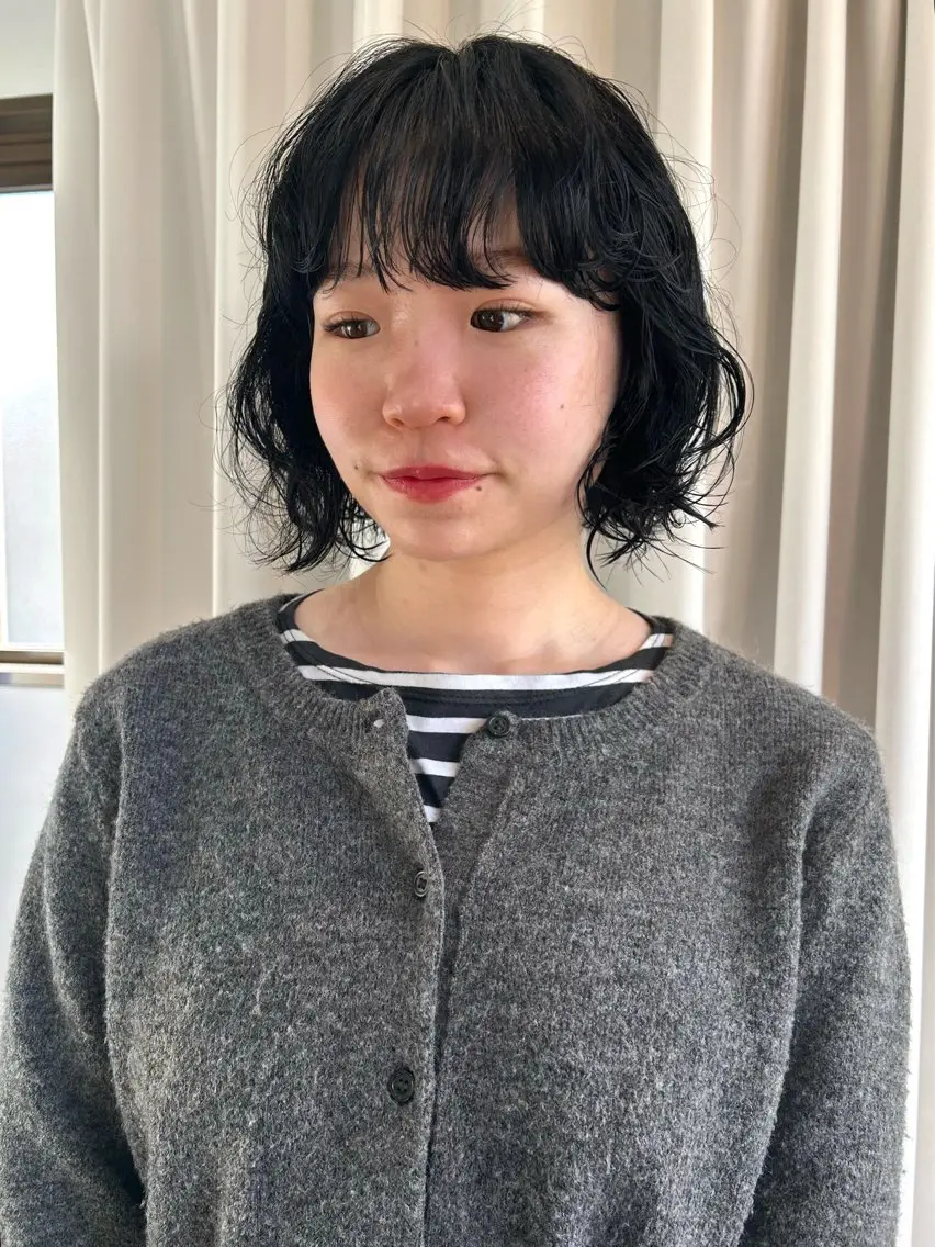 セミロング カラー パーマ セミロングパーマ ヘアカラー 🎀suzuna 透明感colorのヘアスタイル