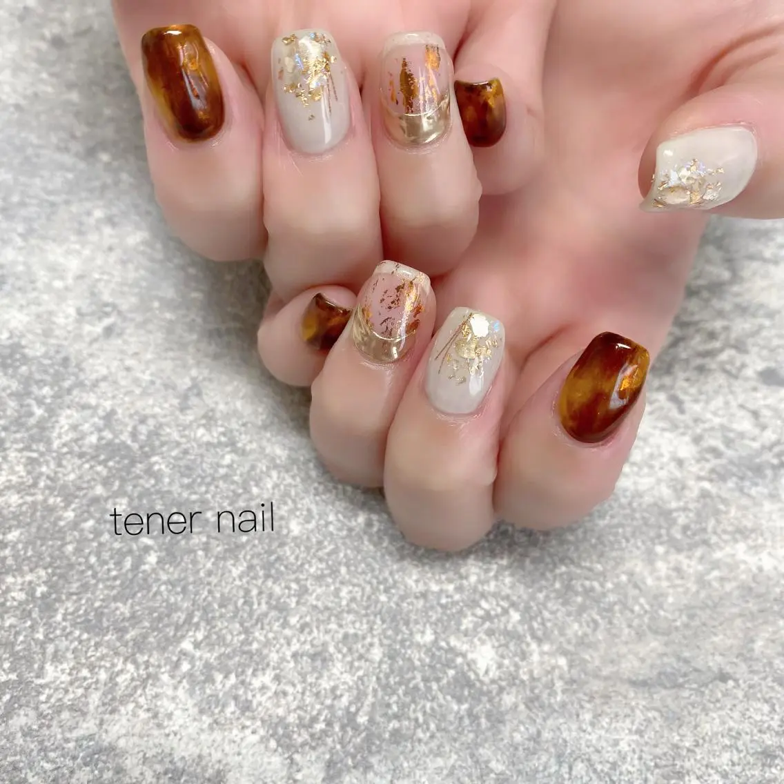 ネイル べっ甲ネイル ニュアンスネイル テネルネイル tener nailのネイルデザイン