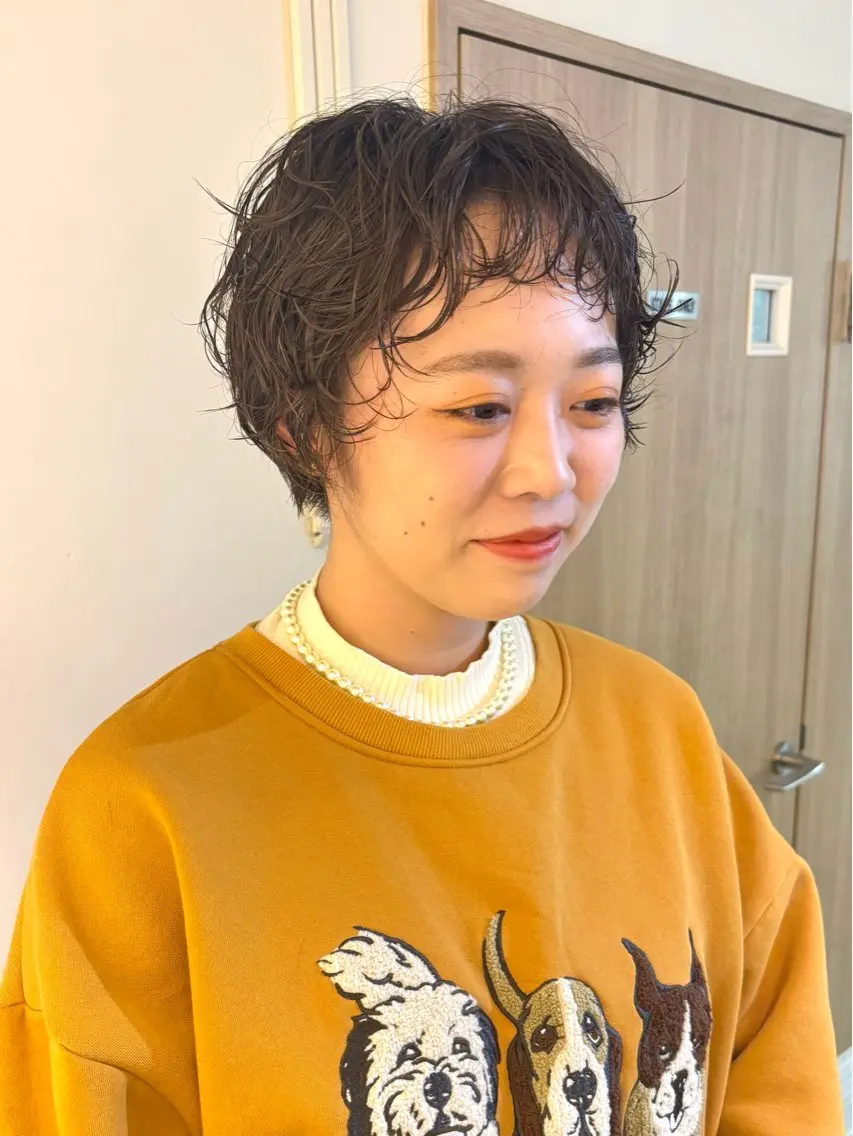 ショート カラー パーマ カット ヘアカラー パーマ 髪質改善/ヘアケア coiiはしもとはなのヘアスタイル