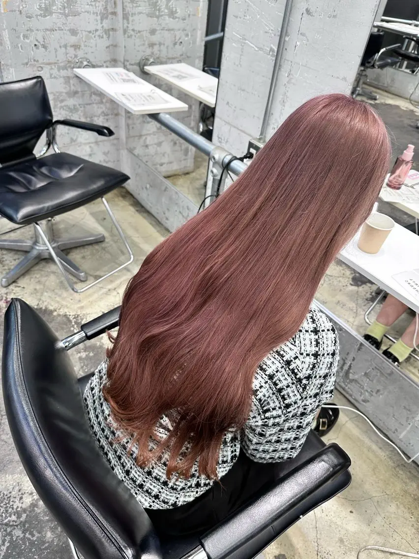 ロング カラー ヘアアレンジ ブリーチ グレージュ ピンクカラー 🎀モテ暖色× エクステ🎀あかりのヘアスタイル