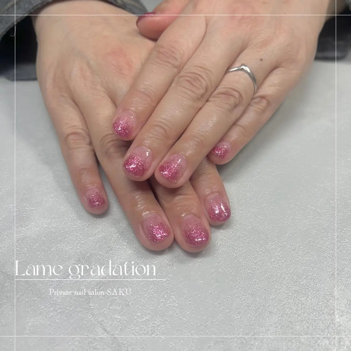 ネイル ラメ(グリッター) ラメグラデーション SAKU nail 作島茜のネイルデザイン