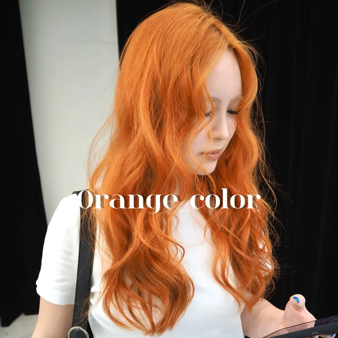 ロング カラー ベージュカラー ブリーチ 韓国風カラー オレンジ オレンジベージュ カット ヘアカラー yuki/矢場町/ JILLSTUDIOのヘアスタイル