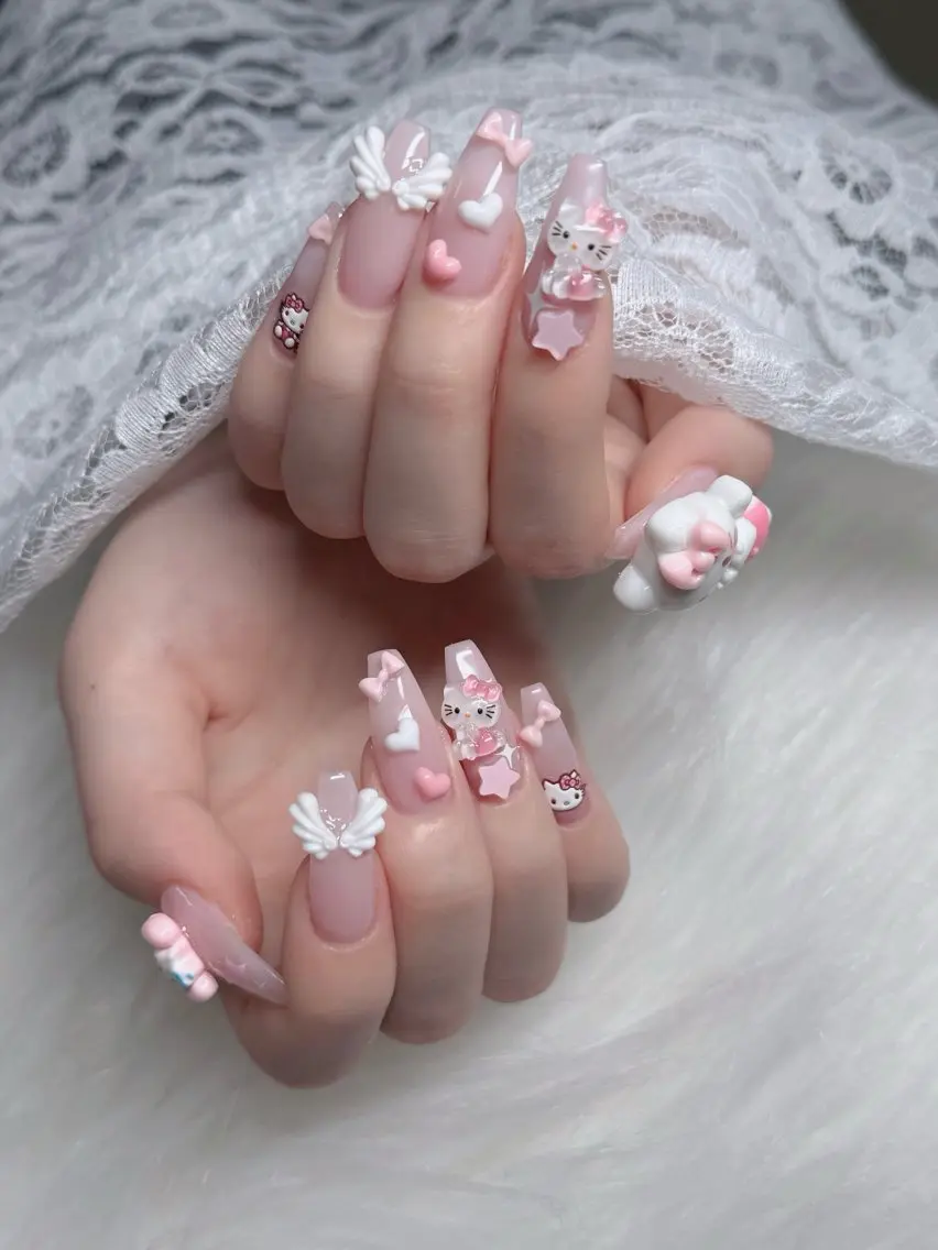 ネイル フレンチネイル ジェルネイル ガラスフレンチ ハロウィン ハート H.baby Nail Salonのネイルデザイン