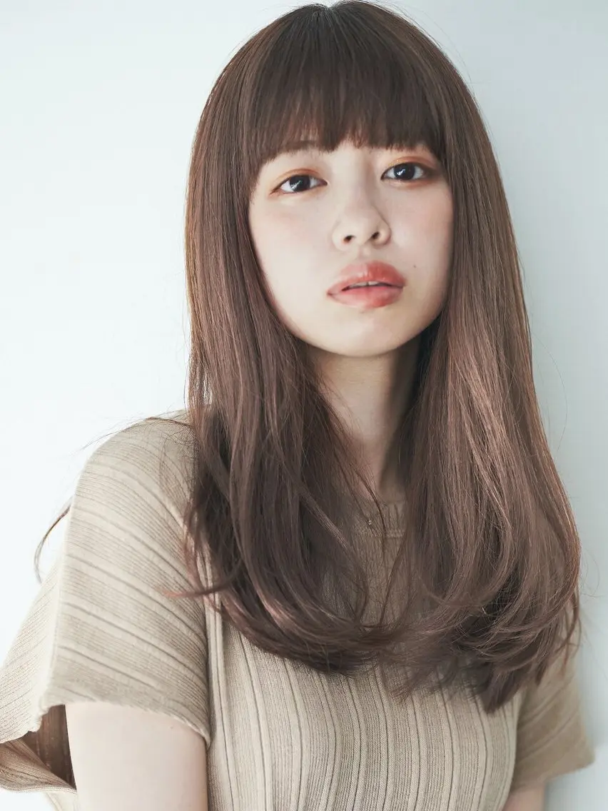 ロング カラー グレージュ ラベンダーカラー ラベンダーグレージュ ラベンダーグレー ヘアカラー トリートメント ヘッドスパ ヘアセット 艶くすみカラー /縮毛/川添桃花のヘアスタイル