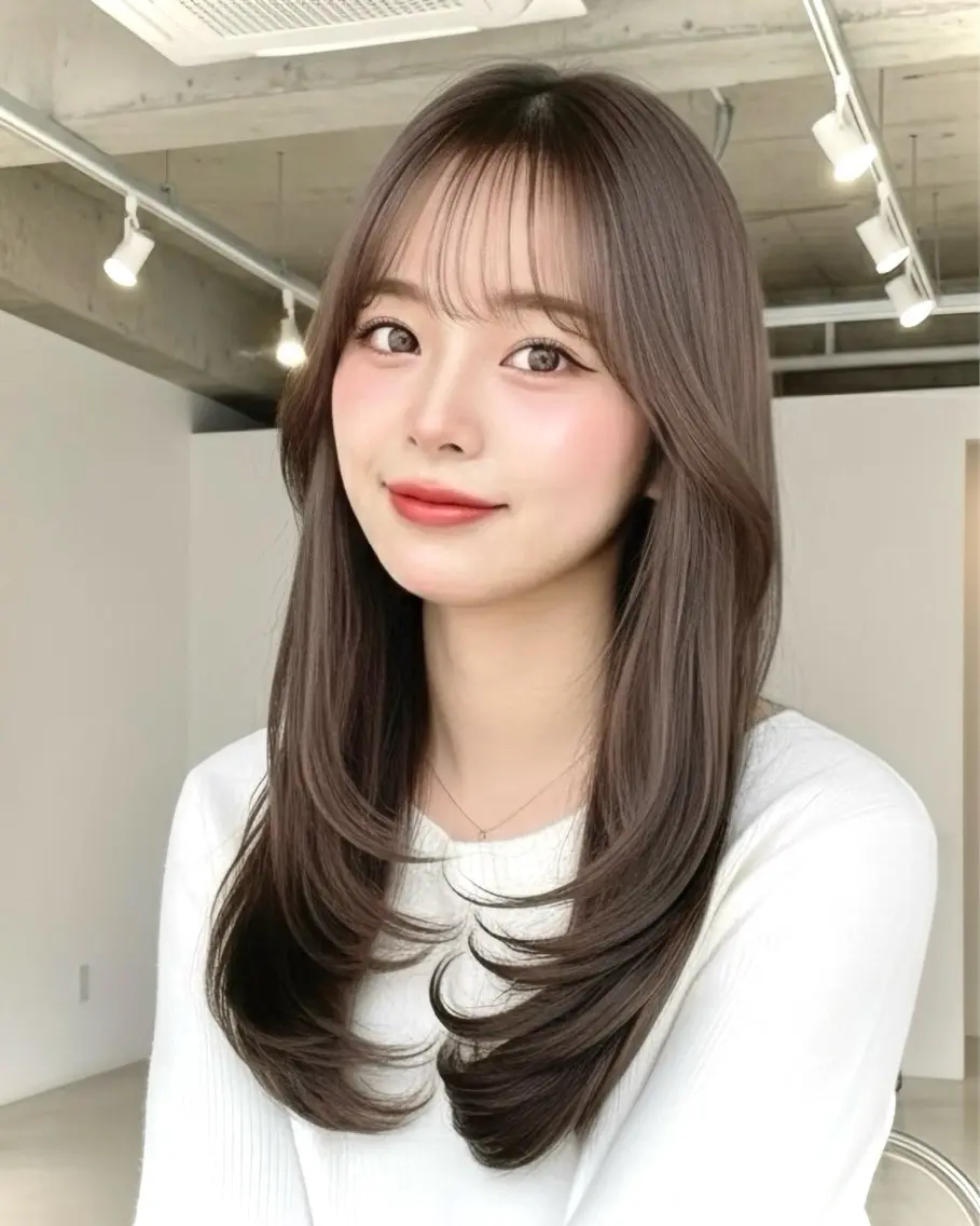 ロング レイヤーカット カット ヘアカラー トリートメント 内海 美莱のヘアスタイル