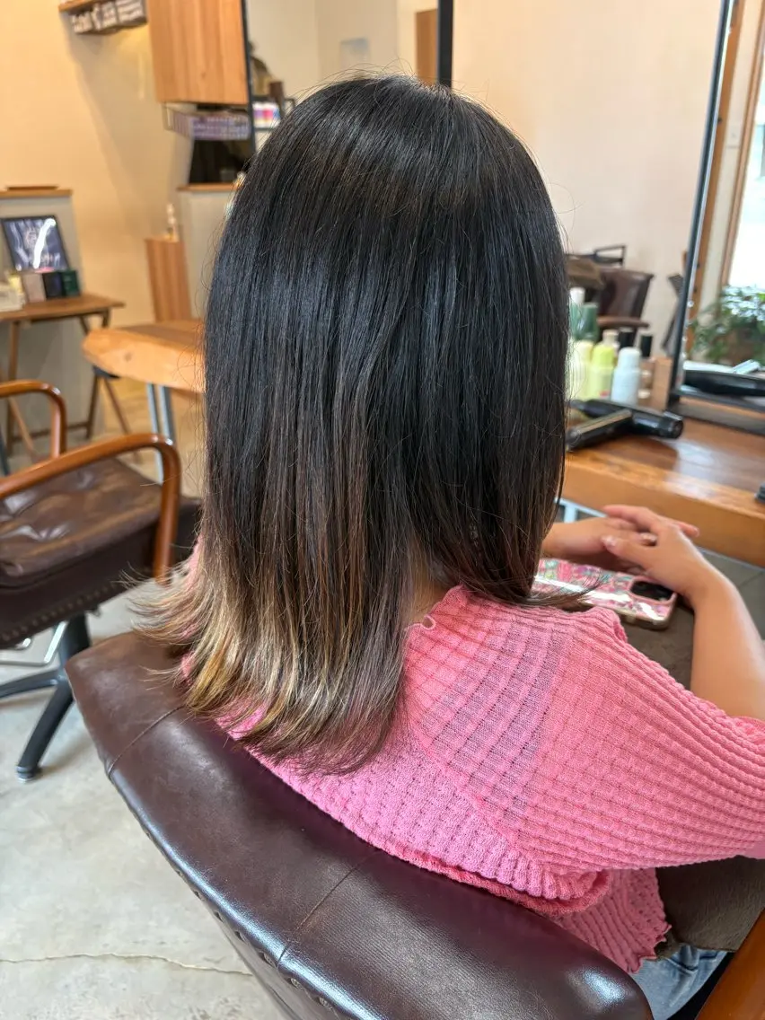 ミディアム 顔周りカット レイヤーカット 吉沢 史翔のヘアスタイル