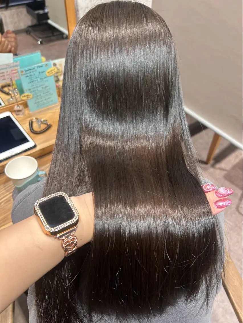 ロング 縮毛矯正 トリートメント 濱本 樹蘭のヘアスタイル