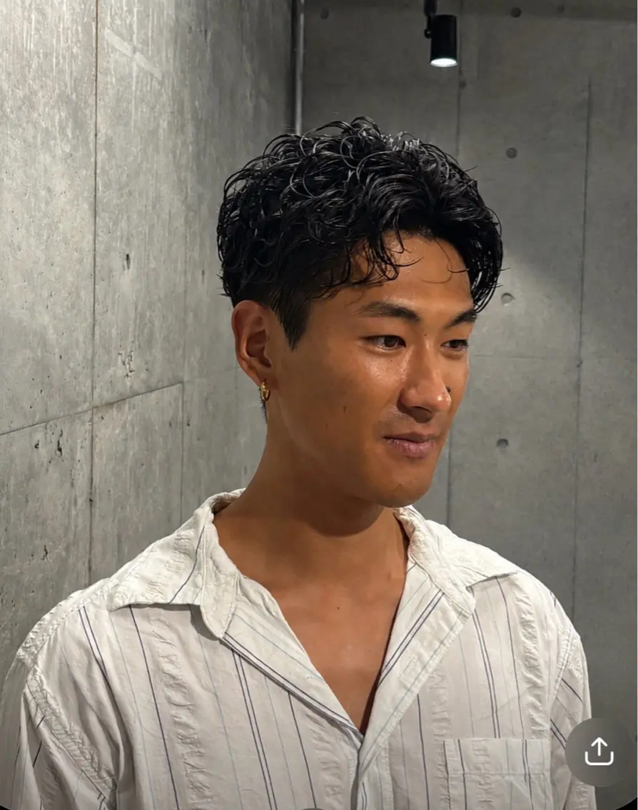 パーマ メンズ 吉田 一歩のヘアスタイル