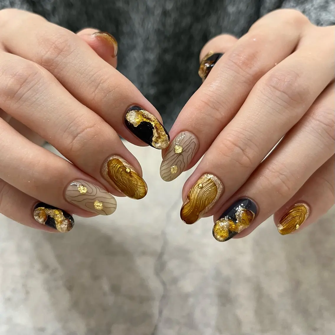 ネイル グリーン ハンドネイル vegh. nail／阿波座のネイルデザイン