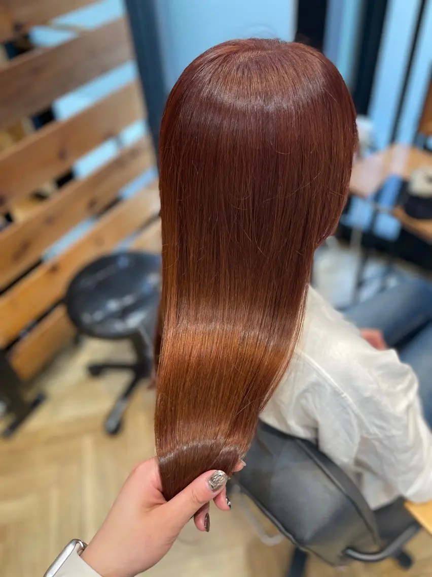 ロング カラー ブリーチ ダブルカラー ブリーチなしカラー オレンジ カット ヘアカラー トリートメント 望恵🌸メンズ募集中 ✂️韓国艶髪のヘアスタイル