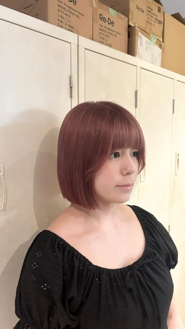 ミディアム カット ヘアカラー 🤍ブリーチ/韓国 レイヤー/愛珠🎀のヘアスタイル