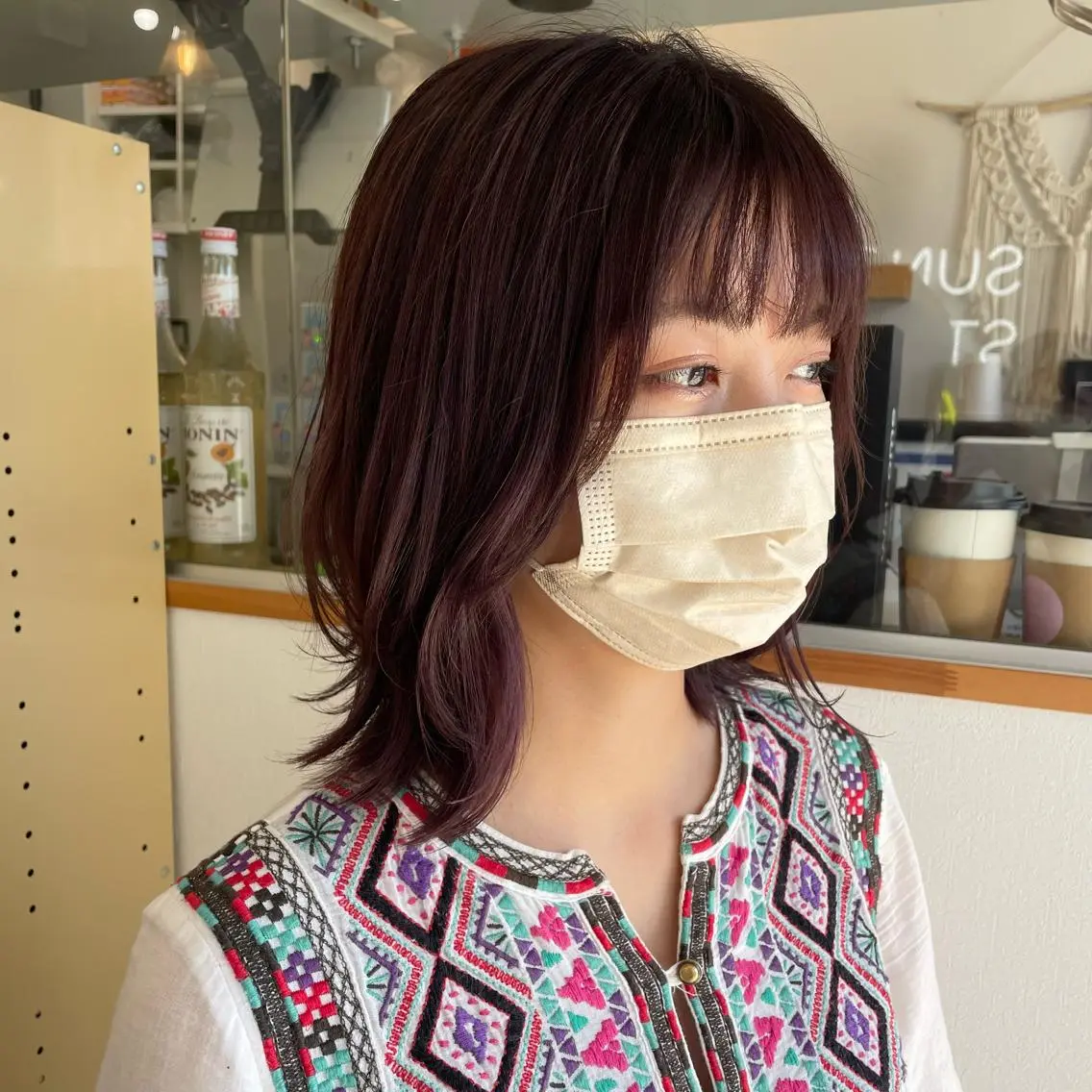 ミディアム ミディアムレイヤー レイヤーカット カット ヘアカラー トリートメント SUNC/🤎 オオクマ　カナエ🤎のヘアスタイル