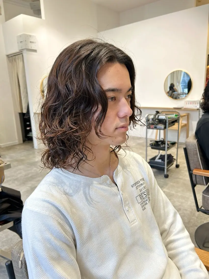 ミディアム パーマ カット パーマ KAZU keshiki大名のヘアスタイル