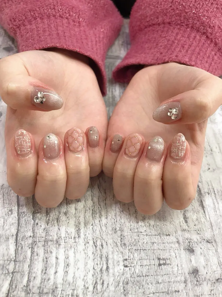 ネイル ツイードネイル ハンドネイル 🌺Bianca立川 HAGA🌺のネイルデザイン