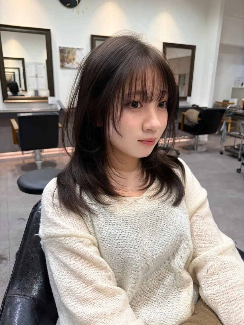 セミロング 顔周りカット レイヤーカット 宮本 幸樹のヘアスタイル