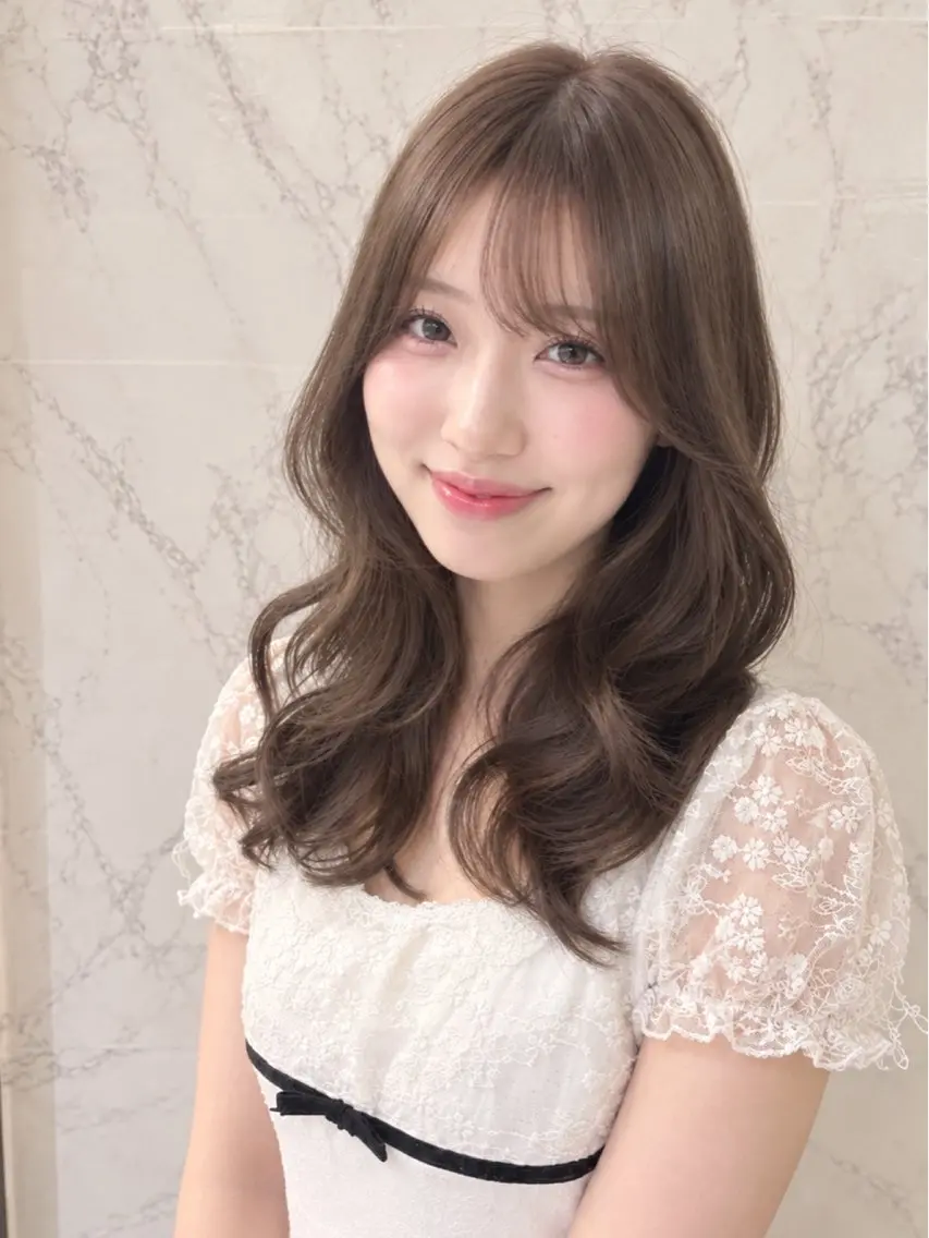 セミロング レイヤーカット カット ヘアカラー トリートメント レイヤーカット /朝尾愛花のヘアスタイル