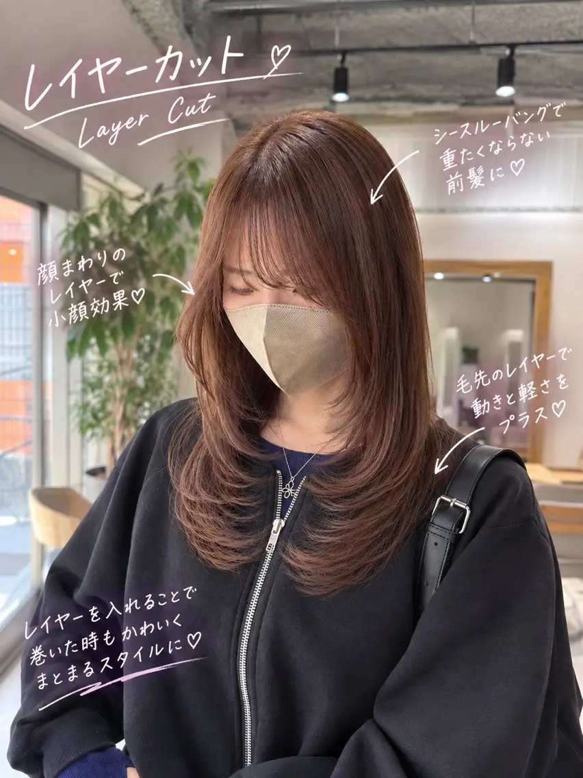 セミロング カット ヘアカラー トリートメント レイヤー🫧/透明感 🪞/メンズ⭕️のヘアスタイル