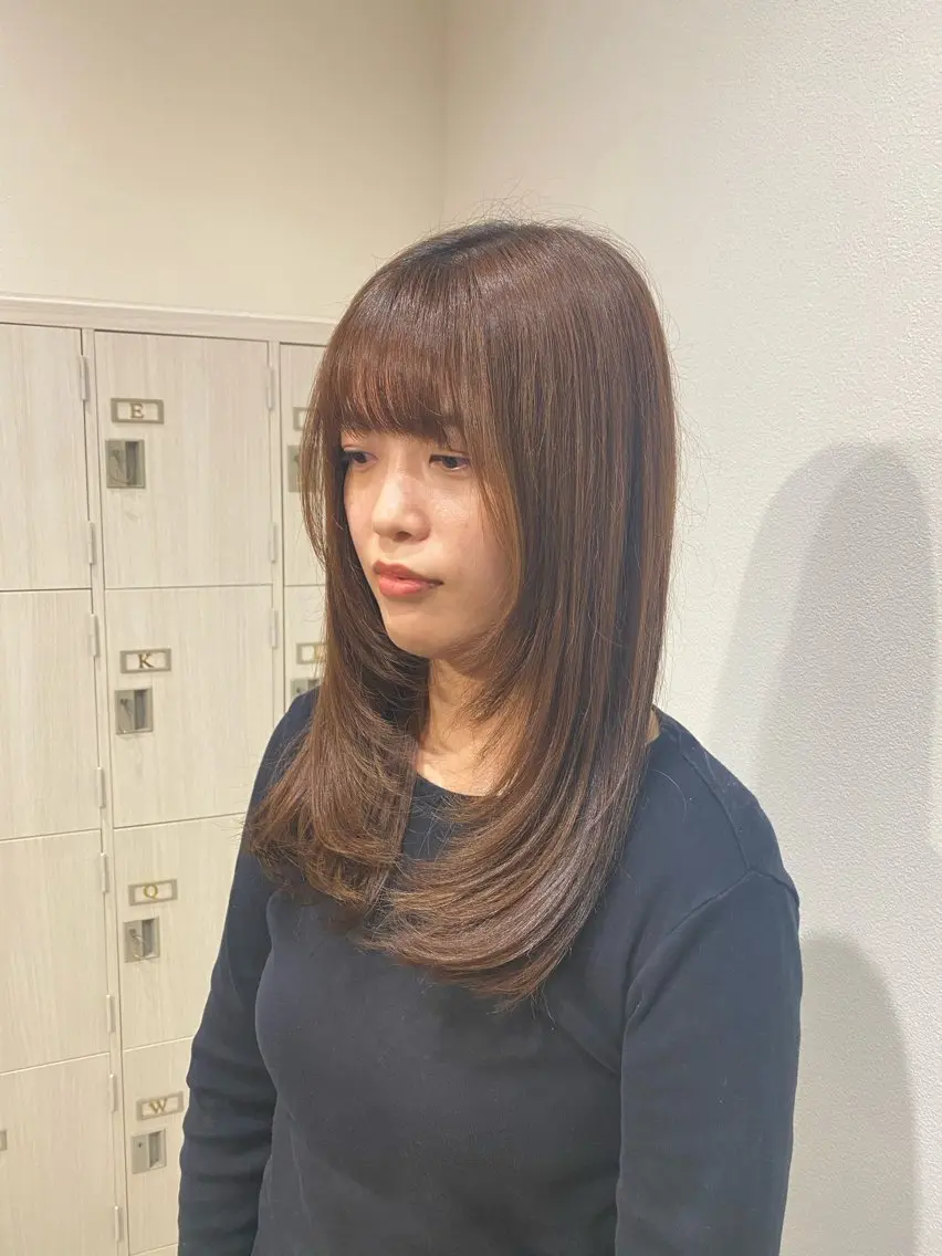 ロング カラー 顔周りカット レイヤーカット カット ヘアカラー トリートメント 美髪・透明感カラー 西川仁弥のヘアスタイル