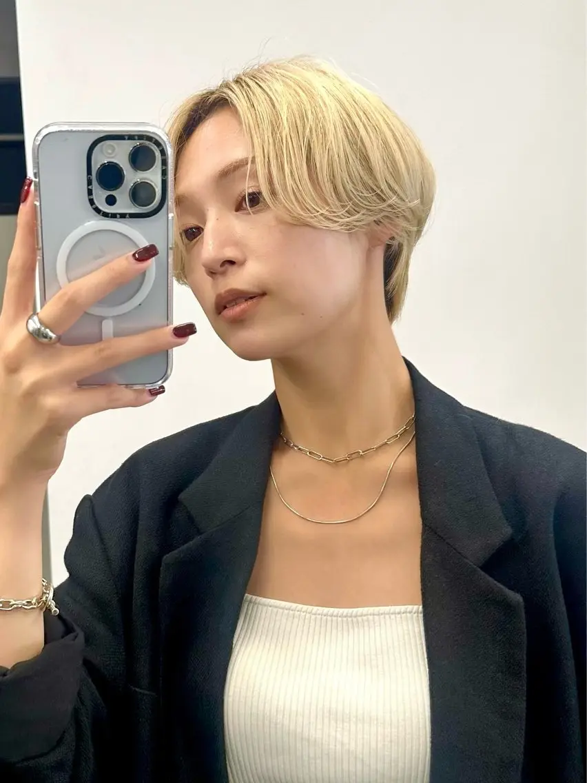 ショート カット ヘアカラー トリートメント 骨格診断で絶対可愛い ✨丸みショート✨凌弥のヘアスタイル
