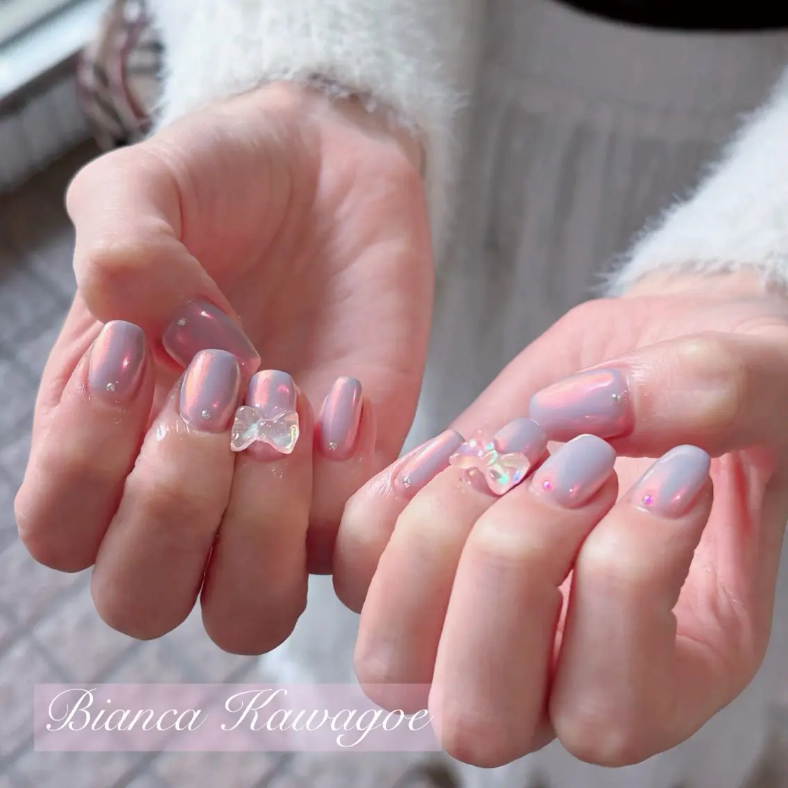 ネイル オーロラネイル ピンク Bianca川越 🍓Nakasoneのネイルデザイン