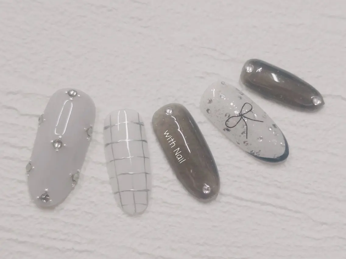 ネイル リボン ハンドネイル with Nail   ナガヤのネイルデザイン
