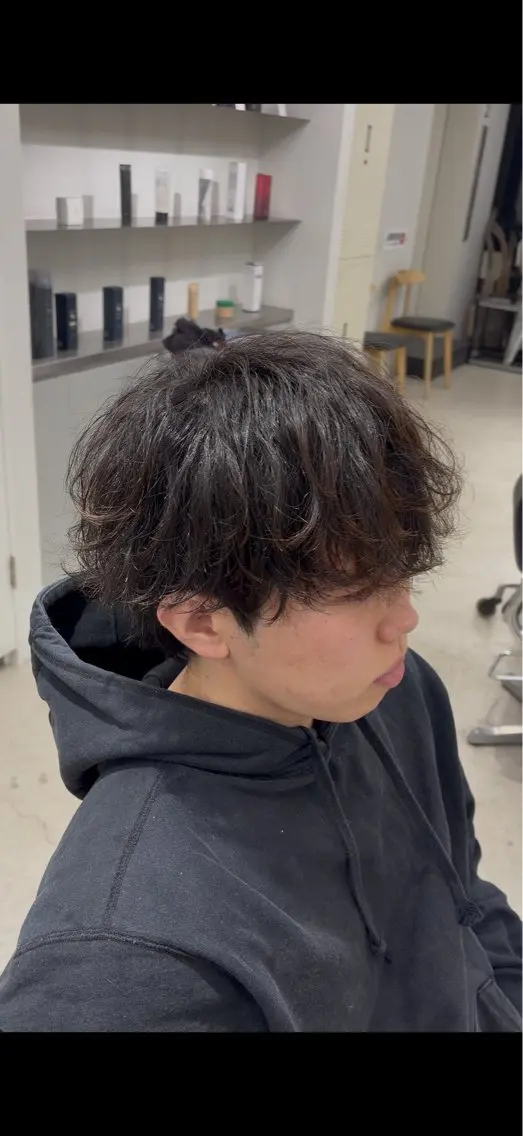 ショート パーマ メンズ メンズパーマ 波巻きパーマ メンズウルフカット ウルフカット メンズパーマ 名古屋/水谷颯のヘアスタイル