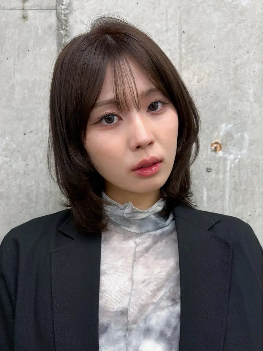 ミディアム カラー ベージュカラー オリーブベージュ ハッシュカット 韓国風ヘア ヘアカラー 🍒暖色✖️レイヤー /Haruna🍒のヘアスタイル