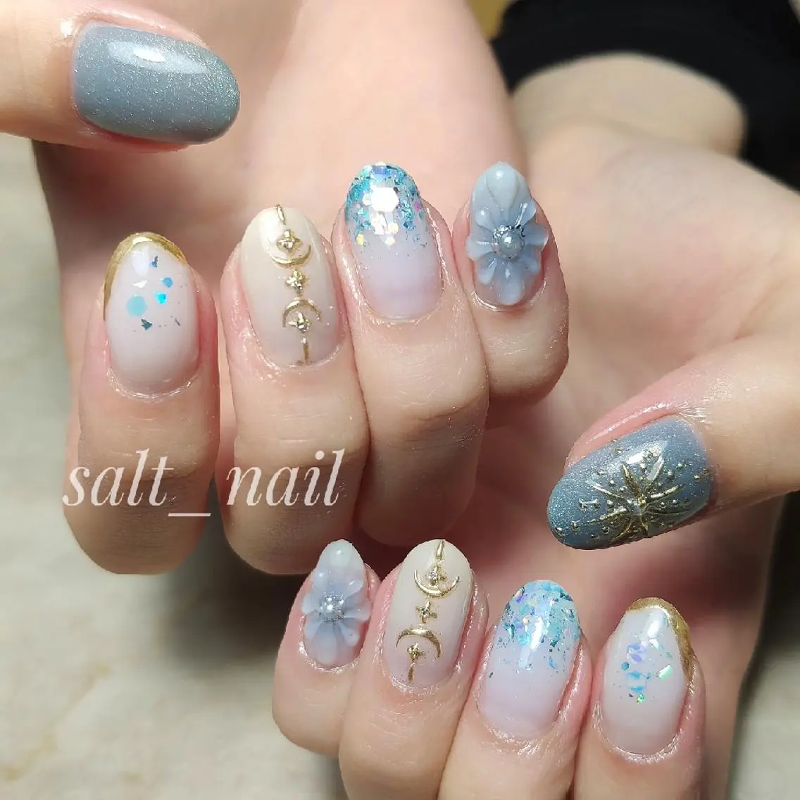 ネイル アートネイル フラワーネイル ぷっくりネイル 個人サロン saltnailのネイルデザイン