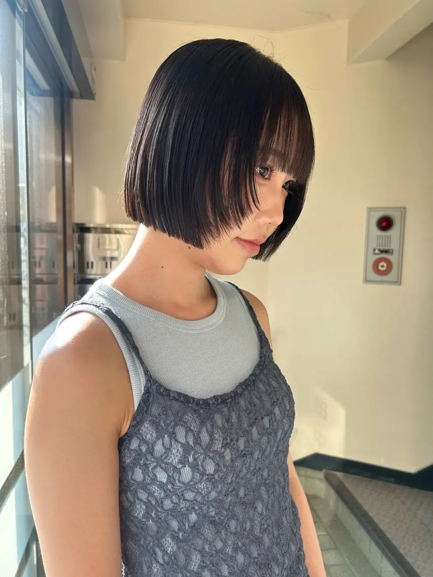 ショート ボブ 顔まわりレイヤー レイヤーカット カット トリートメント ☕️結【suii.】 ボブ/ヘアセット☕️のヘアスタイル