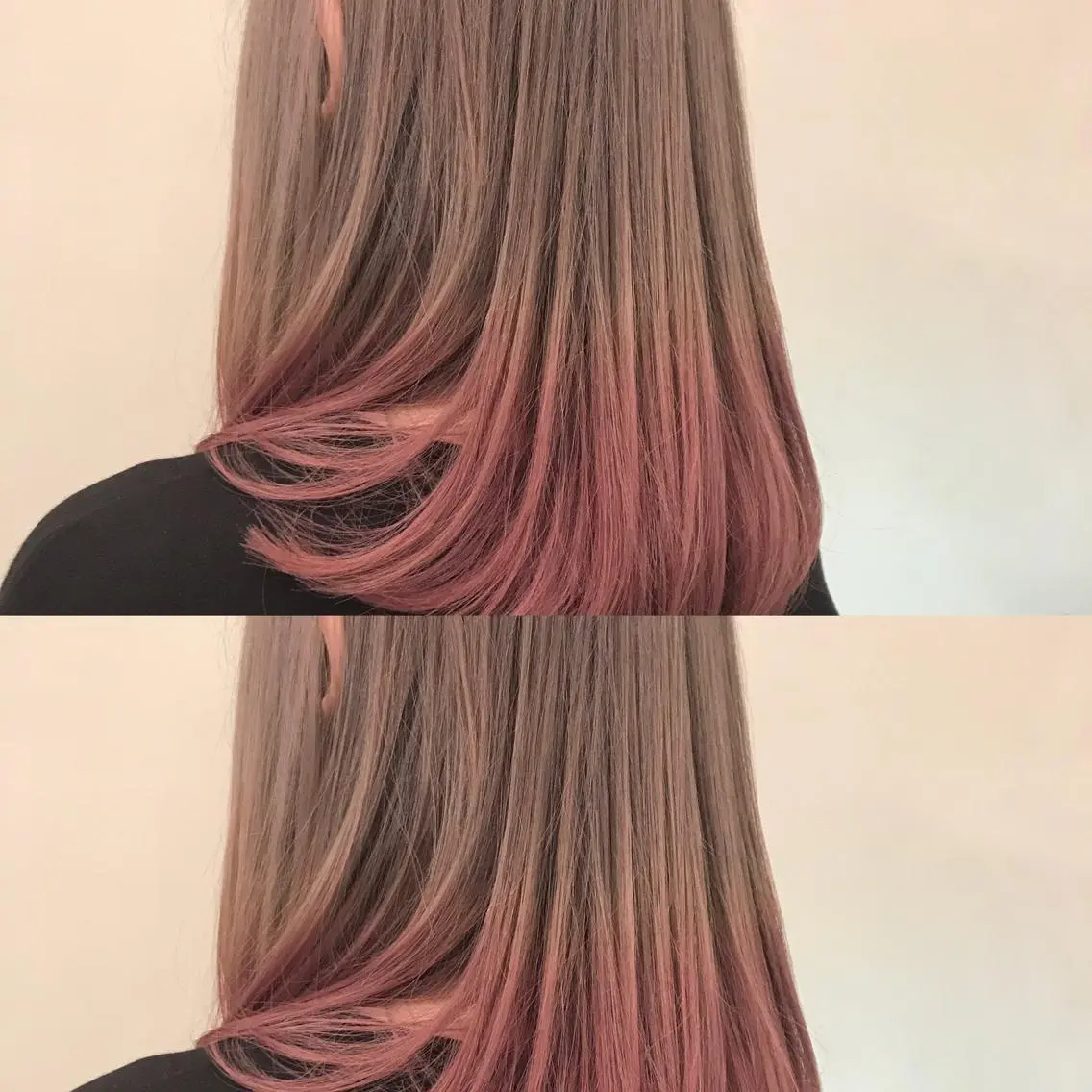 セミロング カラー ブリーチ グラデーションカラー グレージュ ピンクカラー Shiho お洒落な エクステ♡ハイトーンのヘアスタイル