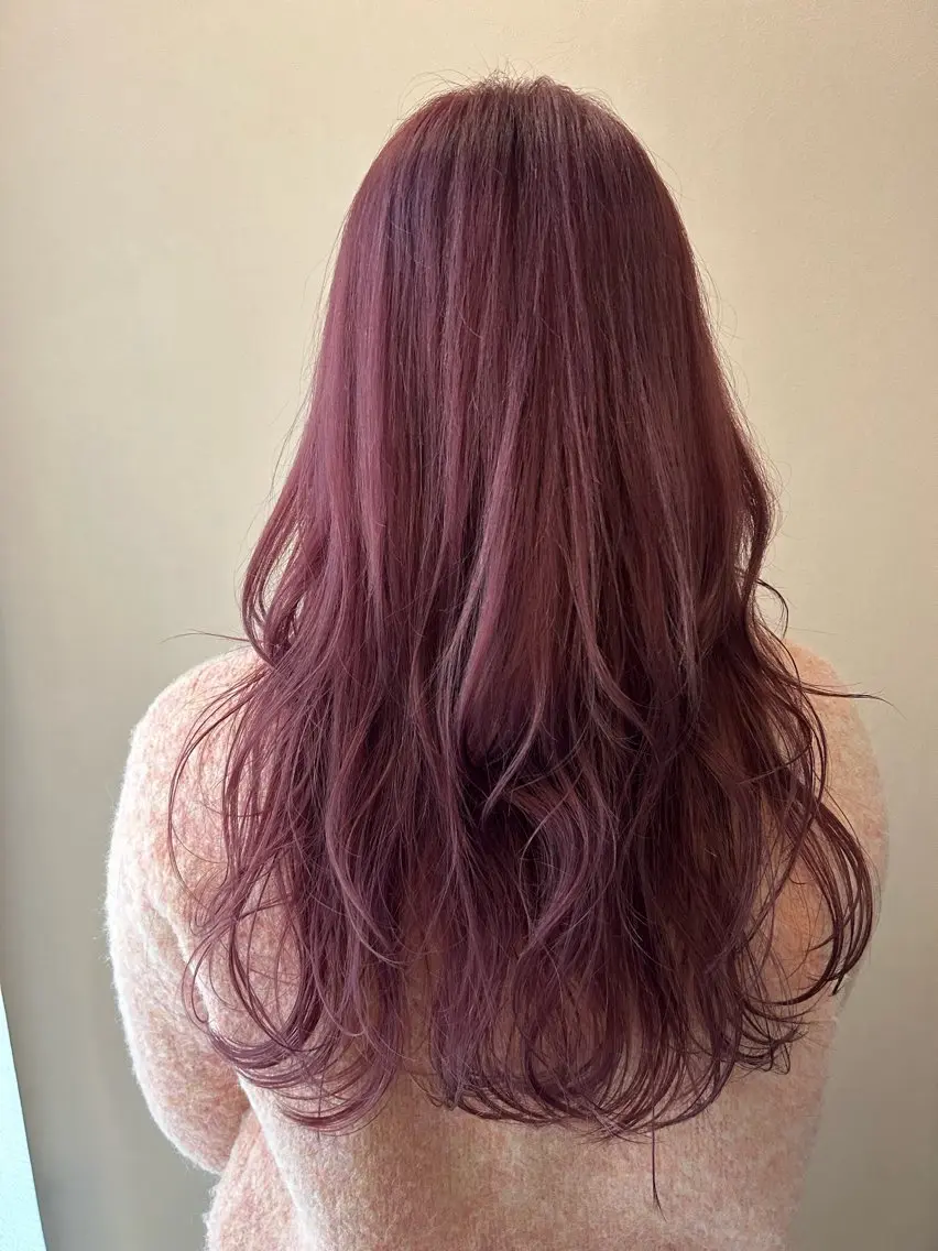 ロング カラー ブリーチ ラベンダーカラー ラベンダーピンク ピンクカラー カット ヘアカラー トリートメント hubhair レイヤー/透明感のヘアスタイル