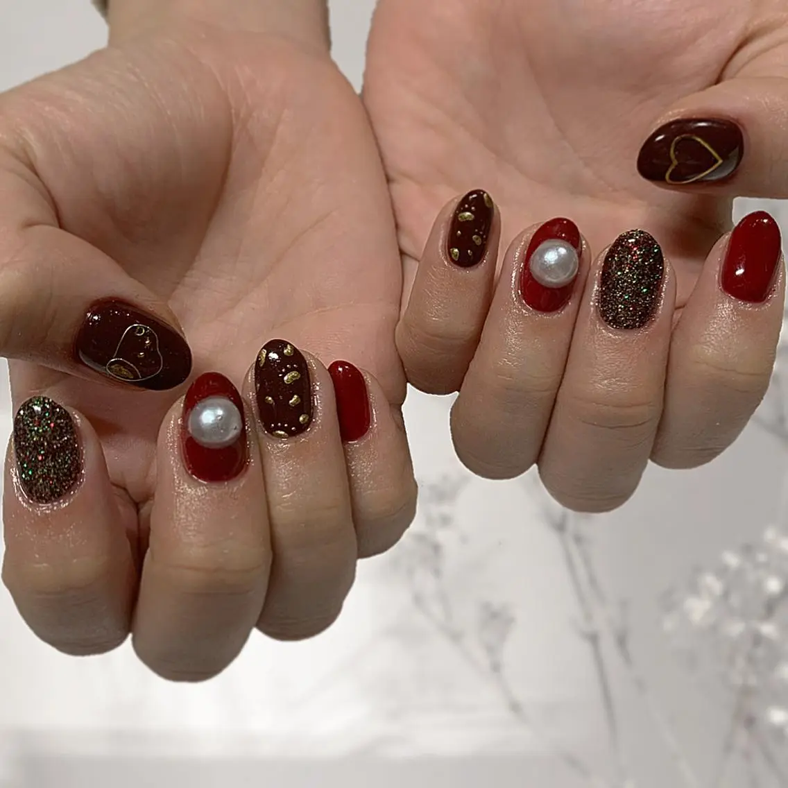 ネイル バレンタイン ハンドネイル ハンドケア lylynail YUUKAのネイルデザイン