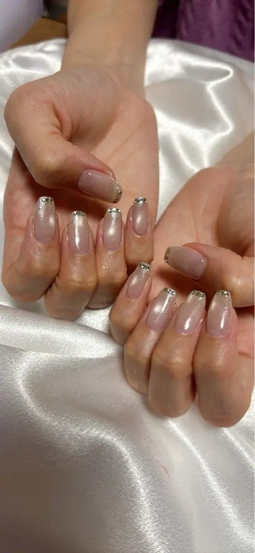 ネイル オーロラネイル 桜ネイル フラワーネイル フットネイル フレンチネイル ハンドネイル kikinail 溝の口のネイルデザイン