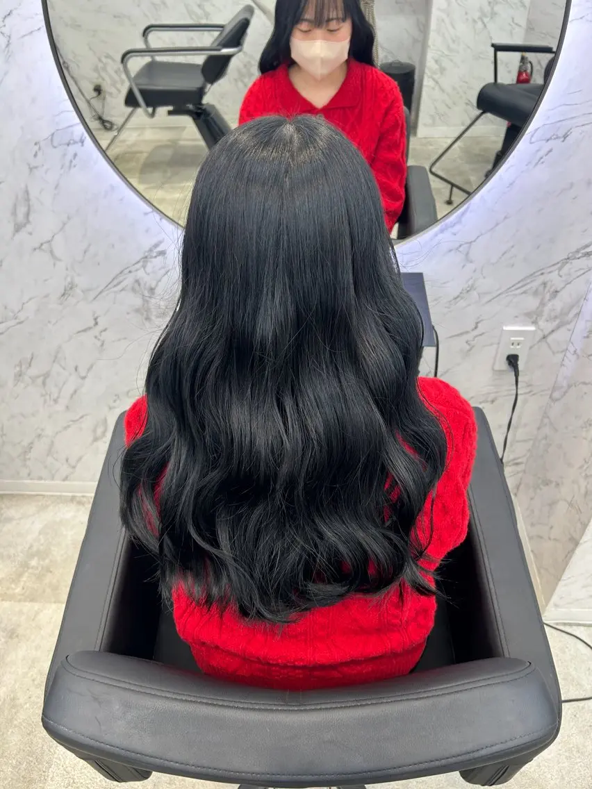 ロング カラー 黒髪 カット¥1100 ✂️MIUのヘアスタイル