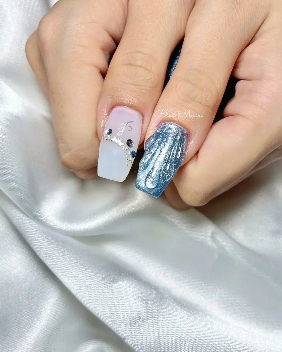 ネイル ジェルネイル マグネットネイル nail salon Blue Moonのネイルデザイン
