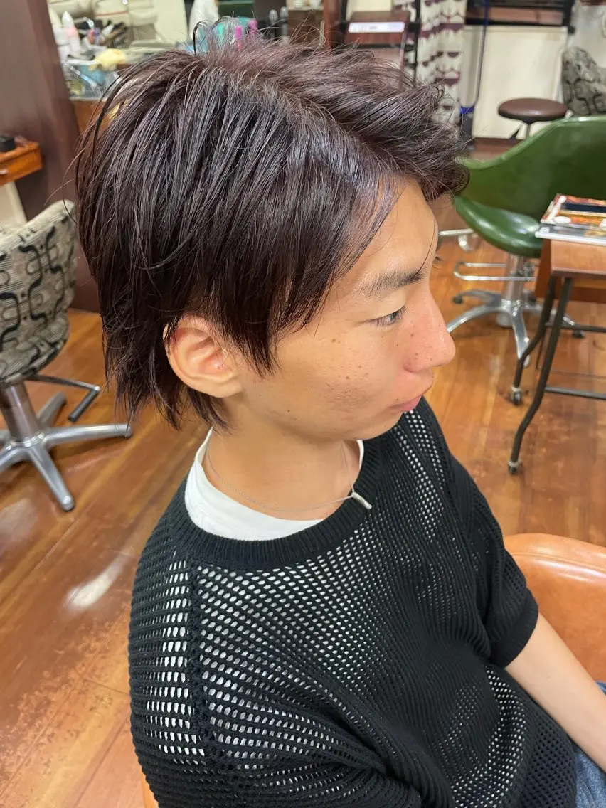ショート カラー メンズ ブラウンカラー ラベンダーカラー レッドカラー レッドブラウン 浅岡 昭汰のヘアスタイル