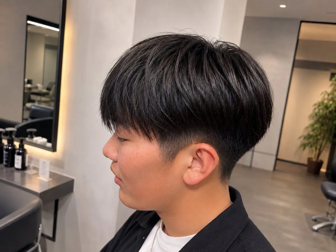 ショート メンズ フェードカット マッシュ 学生（メンズ向け） 学生 菊池 よしえのヘアスタイル