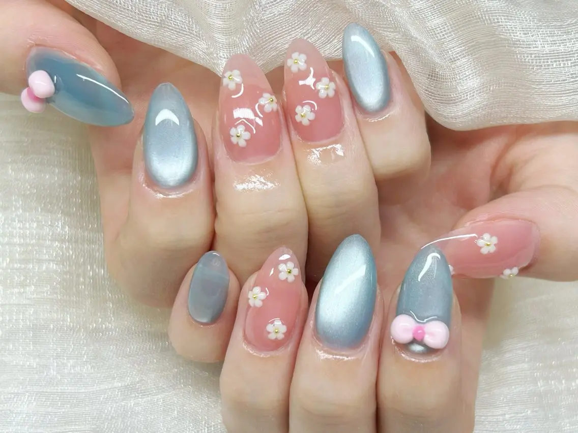 ネイル アートネイル チークネイル 成人式 入学式 長さ出し ハンドネイル Lino Nailのネイルデザイン