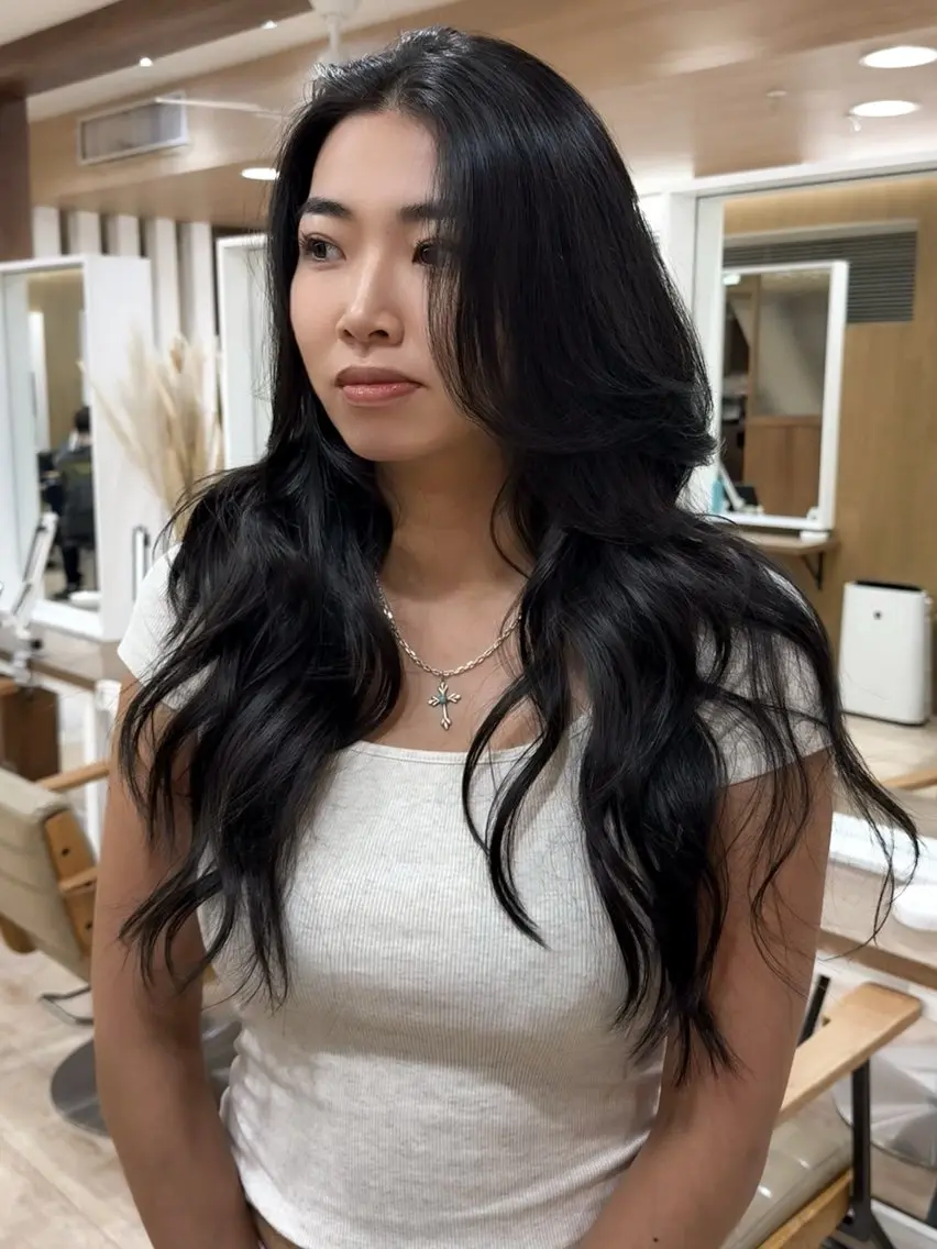 ロング 顔周りカット レイヤーカット カット SHOJI LISAのヘアスタイル