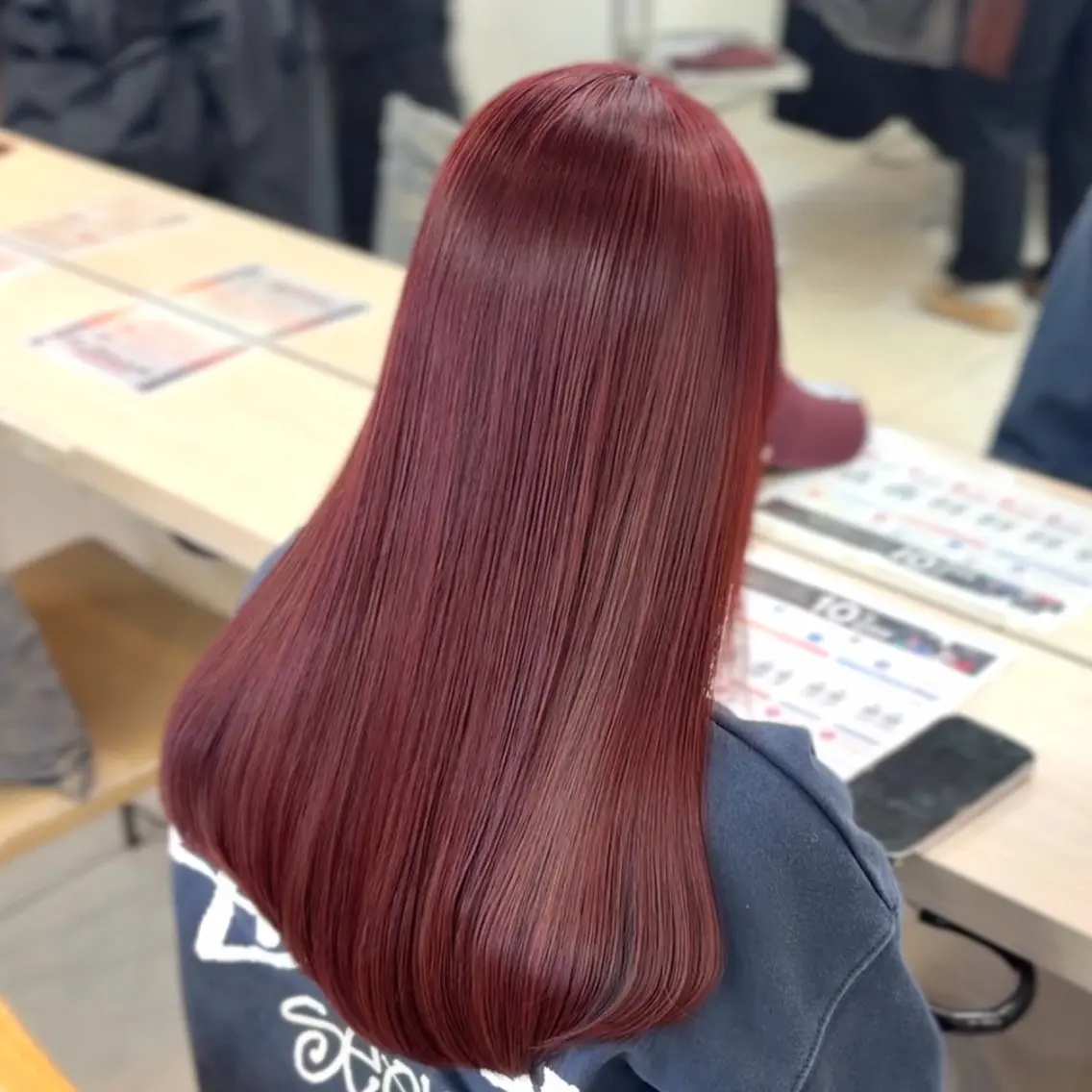 セミロング カラー ブリーチ ダブルカラー ブリーチなしカラー レッドカラー カット ヘアカラー 横浜パーマ🌐ボブ✨ 暖色カラーもえかのヘアスタイル