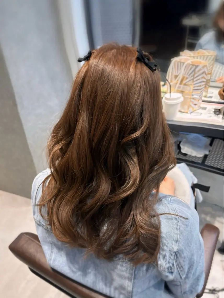 ロング カラー カット ヘアカラー ninaアイドル前髪 ×透明感🎀のヘアスタイル