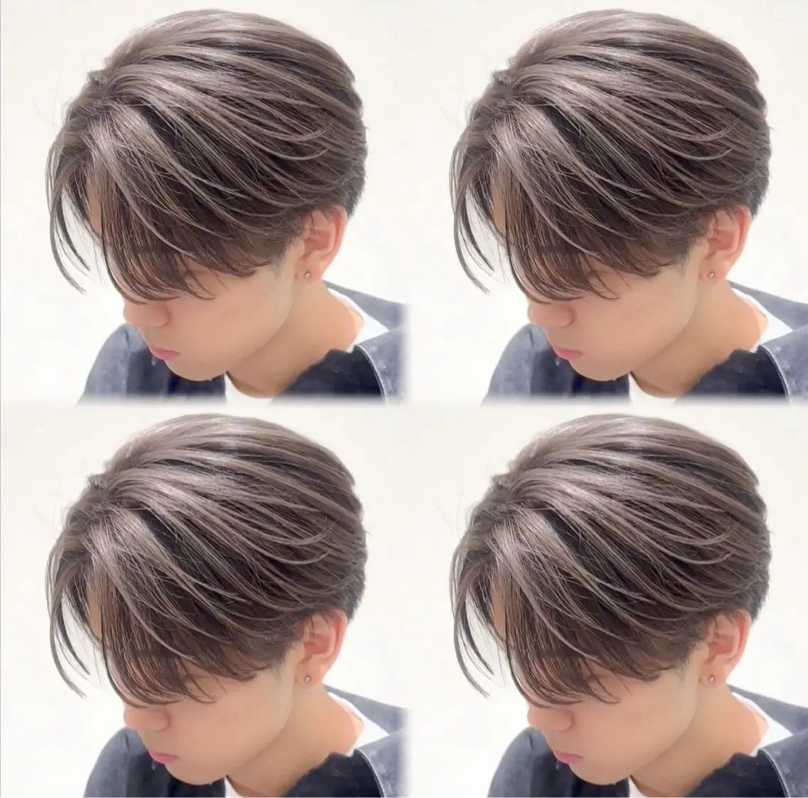 カラー メンズ メンズバレイヤージュ メンズブリーチ センターパート バレイヤージュ ブリーチ kanon本厚木 シースルーマッシュのヘアスタイル