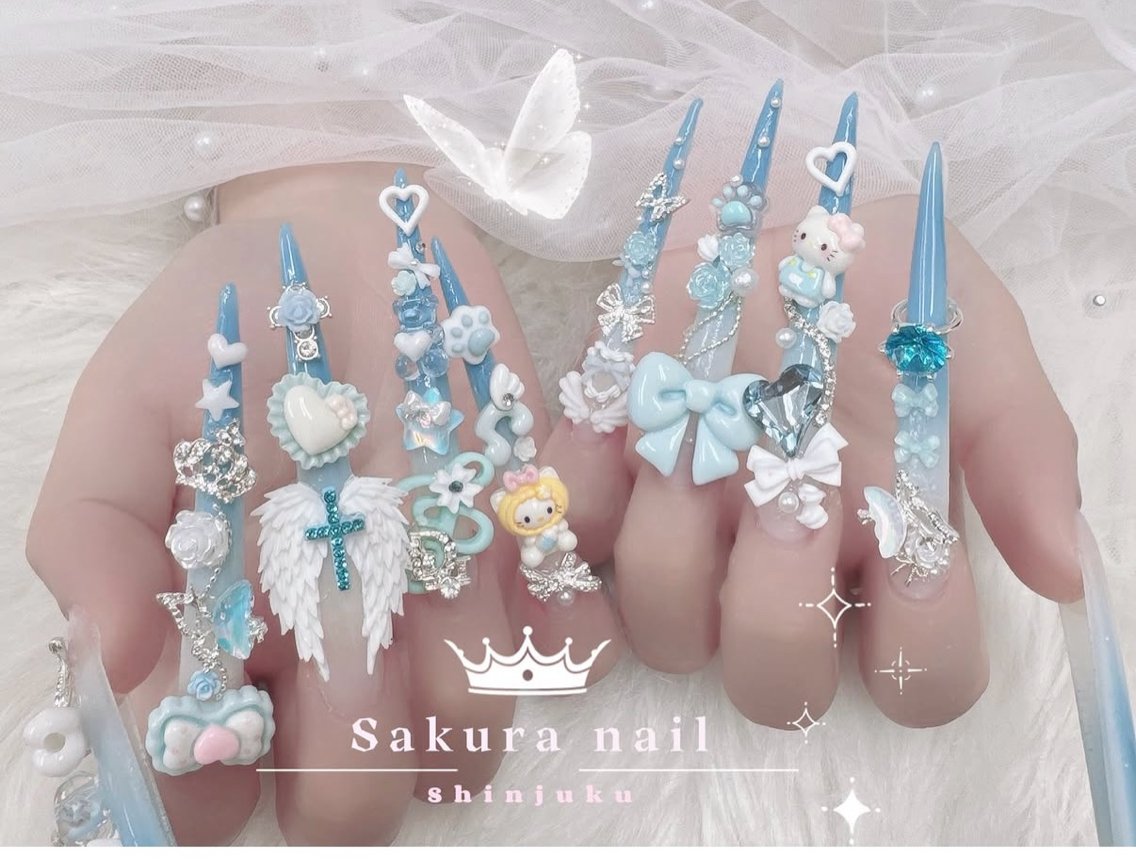 ネイル オーロラネイル クリアネイル フラッシュネイル フレンチネイル ジェルネイル ハンドネイル Sakura Nail Salonのネイルデザイン